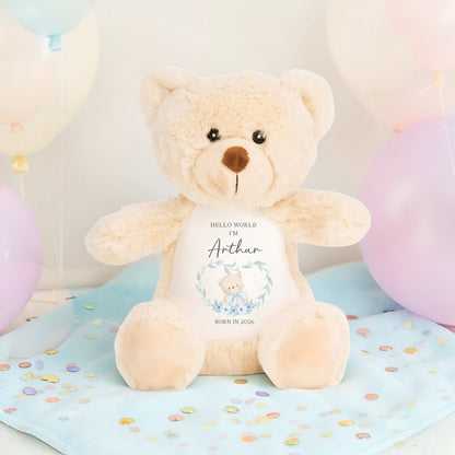 Personalised Hello World Sleepsuit and Bear Set - Blue