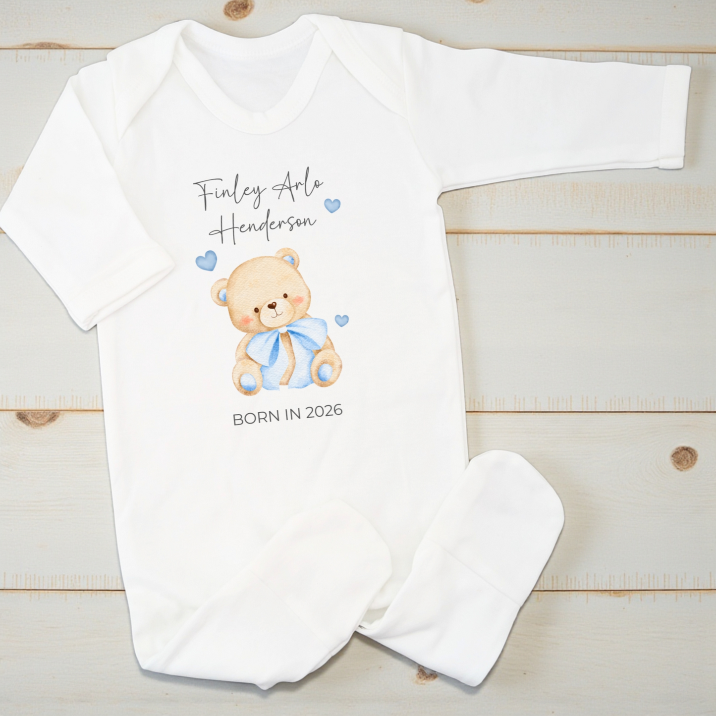 Personalised Born in 2026 Baby Sleepsuit