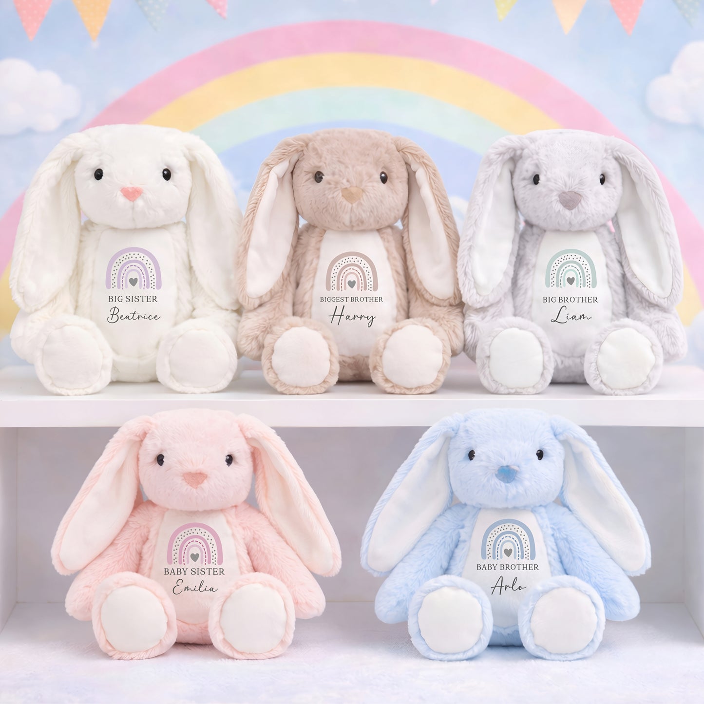 Personalised Matching Sibling Bunny Soft Toy